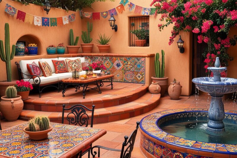 Authentic Mexican Patio Design with Talavera Tiles: A Vibrant Outdoor Escape 🇲🇽🌞