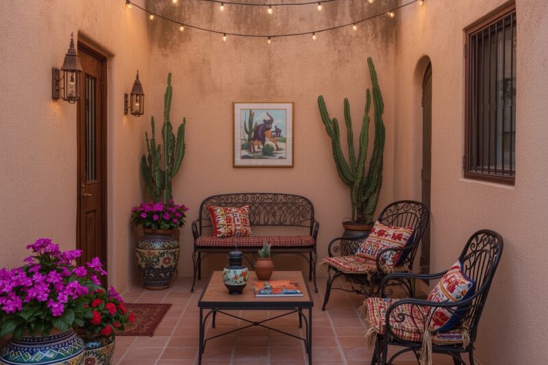 Small Mexican Patio Decor with String Lights: Create a Magical Outdoor Escape 🇲🇽✨